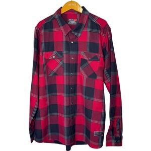 Troll‎ Co. Gridlock Pearl Snap Flannel 3XL Red/Black Flame